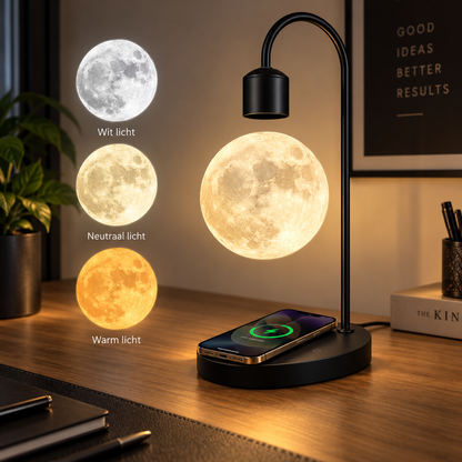 Magnetisch Zwevende Maanlamp met Draadloze Oplader