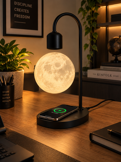 Magnetisch Zwevende Maanlamp met Draadloze Oplader