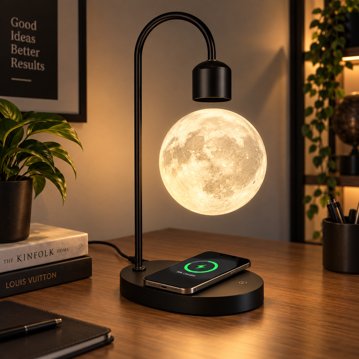 Magnetisch Zwevende Maanlamp met Draadloze Oplader